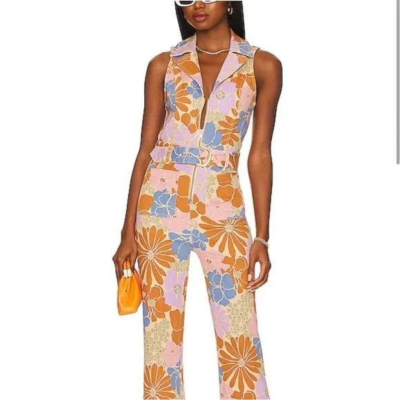 Show me your mumu - Jacksonville Cropped Jumpsuit ~ Sage Retro Garden XS